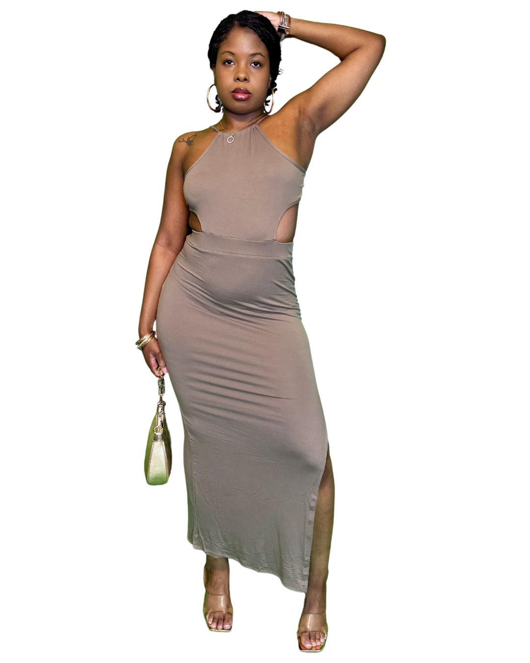 Tie Backless Split Thigh Maxi Dress