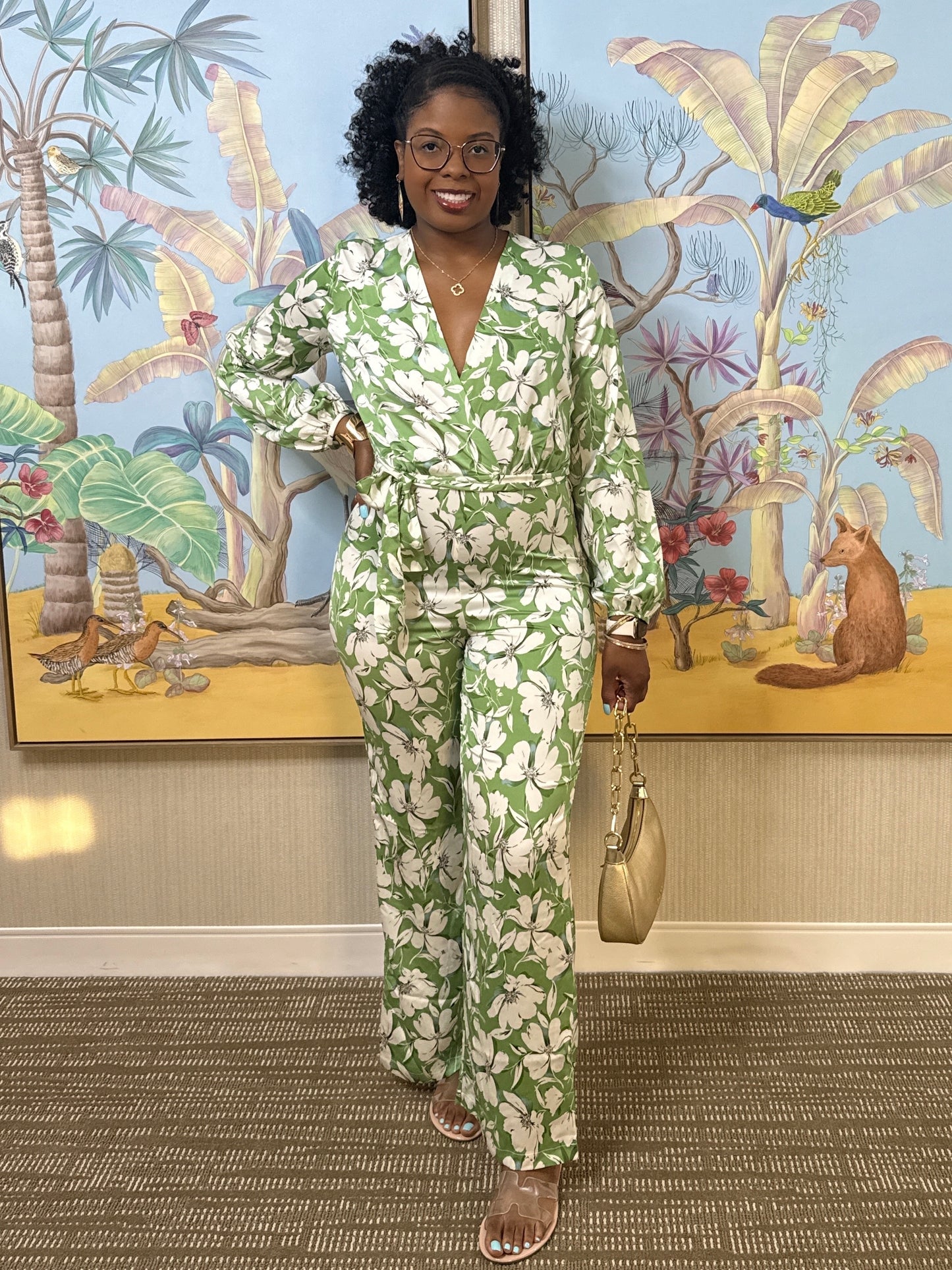 Green Floral Jumpsuit