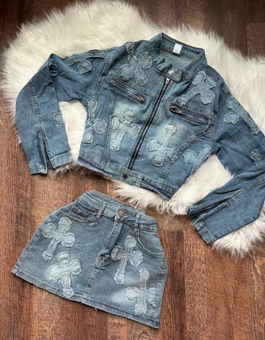 Denim Cross Set